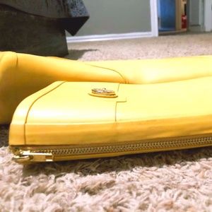 Yellow rain boots